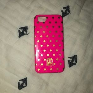 Hot pink with gold polka dots iphone 6 case